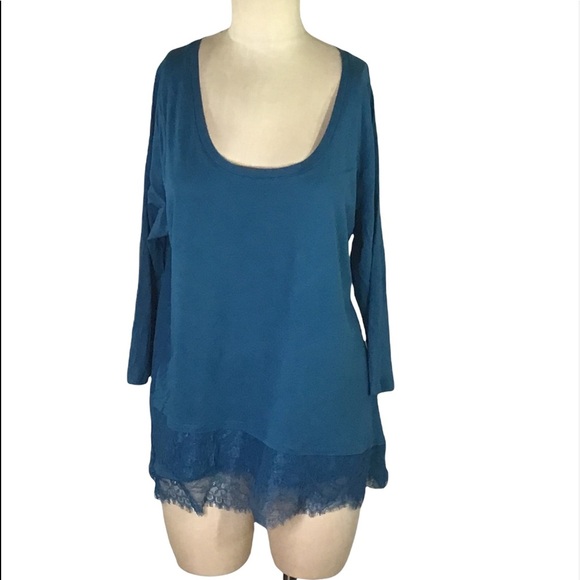 Lane Bryant Blue Top With Lace Trim, Sz 14/16 , EUC - Picture 1 of 4